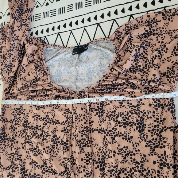 ASOS DESIGN Wom Mini Smock Dress with Long Sleeves and Tie Neck Size 2 - Picture 5 of 12